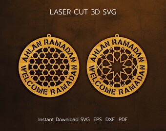 Ramadan Mubarak Laser Cut Sign, Muslim Home Decor (svg, pdf, eps, dxf)