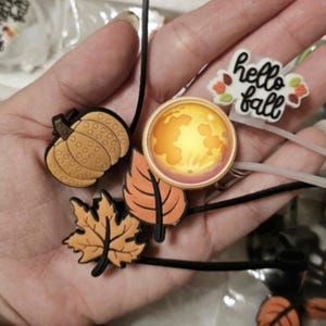 Fall Straw Toppers Set | Pumpkin Spice Cup Accessories | Autumn Coffee Bar Decor | Hello Fall Silicone Drink Charms