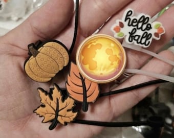 Fall Straw Toppers Set | Pumpkin Spice Cup Accessories | Autumn Coffee Bar Decor | Hello Fall Silicone Drink Charms