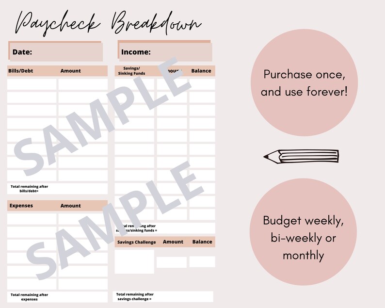 2024 Paycheck Planner, Paycheck Breakdown, Paycheck Budget Template