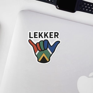 Lekker Afrikaans Sticker, South African Flag Decal, Cape Town Souvenir, Waterproof Laptop Sticker, Hang Loose Travel Sticker, Cape Town Flag