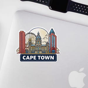 Cape Town Sticker, Cityscape Die-Cut Sticker - South Africa Gift, Craft Decal, Laptop Decoration, Water Bottle Decal, Cape Town Art