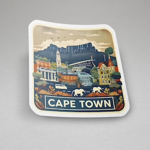 Cape Town Sticker - Table Mountain Souvenir Vinyl Sticker, South Africa Travel Decal, Cape Town Gift, Laptop Sticker, Water Bottle