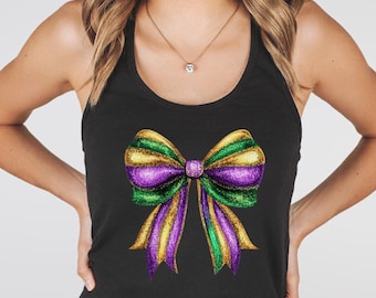 Mardi Gras Bow Racerback Tank Top, 5K Running Shirt