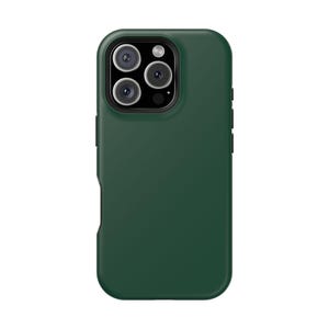 Green MagSafe Compatible iPhone Case | Tough Magnetic Phone Cover for iPhone 16 Pro Max Plus 15 14 13 Mini | Solid Dark Green iPhone Case