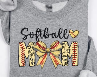 Felpa per mamma di softball: fiocco con stampa leopardata, pullover per il giorno della partita