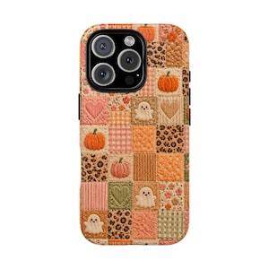 Fall Pumpkin Phone Case, Patchwork iPhone Case, Samsung Galaxy Cover