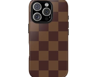 Brown Checkered Phone Case for iPhone