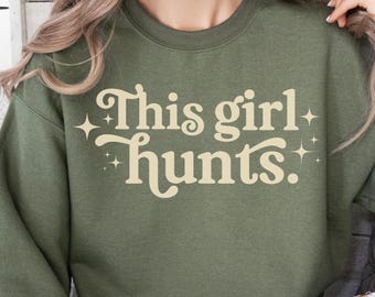 Camo Hunting Sweatshirt, Cozy Hunter's Crewneck, Women's Pullover
