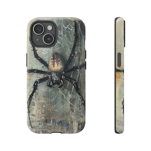 Spider Phone Case for iPhone 15 14 13 12 11 or 8, Google Pixel, and Samsung Galaxy; Spooky Spidercore Halloween Vintage Journal Aesthetic