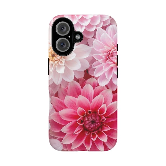Pink Dahlias Phone Case: Impact Resistant Polycarbonate Shell