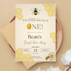 Baby&#39;s First Bee-Day | Bee Birthday Invitation | Bumblebee Birthday | 1st Birthday | Bee Day Invitation | Bee Theme First Birthday