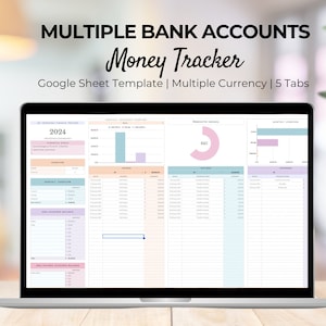 2025 Geld-Tracker für mehrere Bankkonten, Budgetplaner Google Sheets, monatliche Budgettabelle, Gehaltscheckbudget, Ausgaben-Tracker