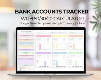 2025 Money Tracker: Multiple Bank Accounts, 50/30/20 Budget (Google Sheets)