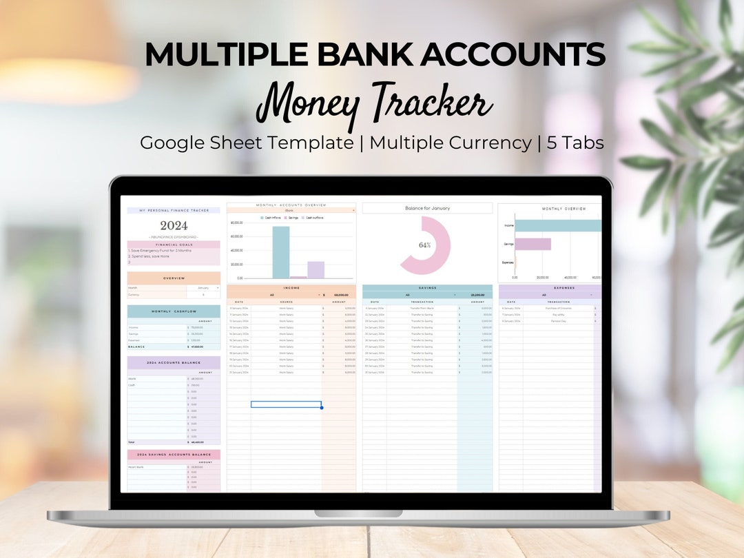 2025 Money Tracker Google Sheet: Multiple Accounts Budget (digital) - Etsy