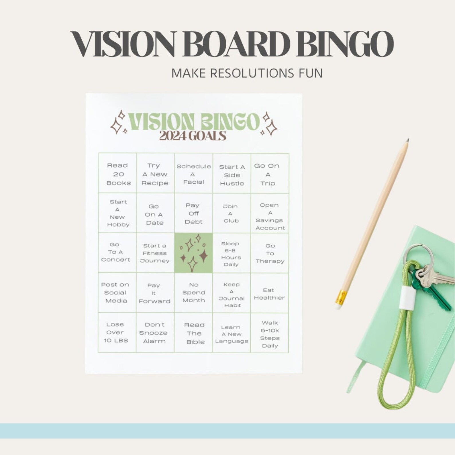 2024 Vision Bingo Card Vision Bingo New Year Bingo Card Color Vision