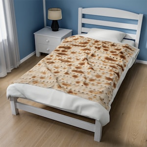 Matzah Velveteen Plush Blanket, Passover Home Decor, Matzah Blanket, Pesach Blanket | Passover Decor, Jewish Gifts, Seder Decoration