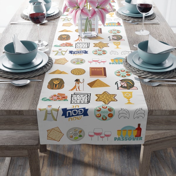 Passover Table Runner, Seder Plate Decoration, Matzah, Passover, Customized Holiday Decor, Pesach gifts, Jewish Holiday