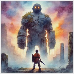 IMPRESSÃO DIGITAL | Série Imaginação | Arte para quarto infantil | Aquarela de Guerreiro da Fantasia | Arte de fantasia épica | Impressão de arte de aventura heroica