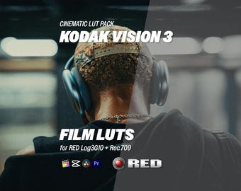 LUTs de Kodak Vision3 para RED Log3G10 – LUTs de emulación de película para Log y Rec.709 / Premiere, DaVinci Resolve, CapCut, Final Cut
