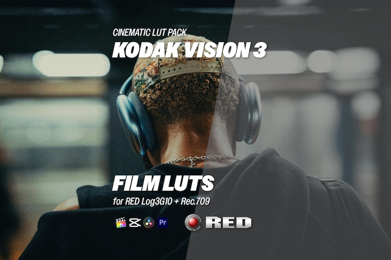 Kodak Vision3 LUTs for RED Log3G10 – Film Emulation LUTs for Log & Rec.709 | Premiere, DaVinci Resolve, CapCut, Final Cut image 1