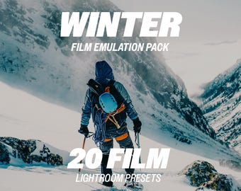 冬のフィルム風Lightroomプリセット – 20種類のフィルムエミュレーションプリセット（モバイル＆デスクトップ対応、ビンテージカラー、フィルム風美学、レトロフィルター）