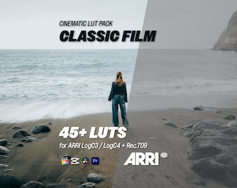 LUTs de cine clásico para Arri LogC3 y LogC4: más de 45 LUTs cinematográficos para Log y Rec.709 / Premiere, DaVinci Resolve, CapCut, Final Cut