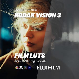 LUTs Fujifilm F-Log – Paquete de emulación Kodak Vision3, LUTs cinematográficas para convertir Log a Rec.709 / DaVinci Resolve, Premiere, CapCut, Final Cut