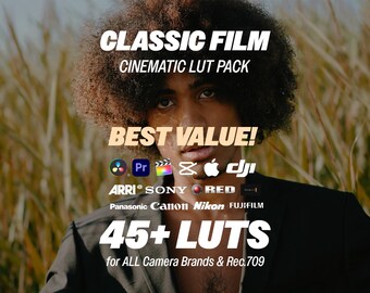 Classic Film LUT Bundle – 45+ Professional Film Look LUTs (All Camera Color Spaces) | Color Grading Pack