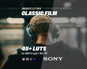 Classic Film LUTs für Sony S-LOG3 – 45+ Kinetische LUTs für Log & Rec.709 | Premiere, DaVinci Relösung, CapCut, Final Cut