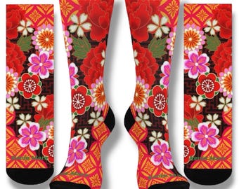 Calcetines de kimono japonés con diseño floral: Diseño de tatuajes