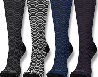 Calcetines con estampado de ondas Seigaiha: estilo kimono japonés