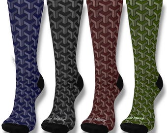 Calcetines Bishamon Kikkou Tattoo – Patrón de armadura de caparazón de tortuga japonesa – Acolchados, duraderos, 4 colores – Diseño inspirado en Irezumi