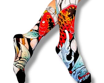 Calcetines de pez koi: diseño de tatuaje japonés