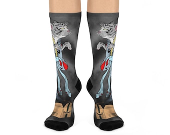 Calcetines de gato fantasma, estilo de arte de tatuaje japonés Yurei Neko.