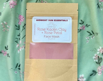 Rose Kaolin Clay + Rose Petal Face Mask | Herbal Skincare | Plant Based | Gifts for Her | Self Care | Mother's Day Gift