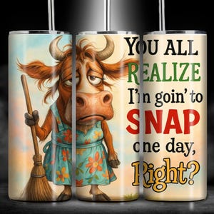 Divertente tumbler con mucca delle Highlands: citazione impertinente, design sottile da 20 once (download digitale)