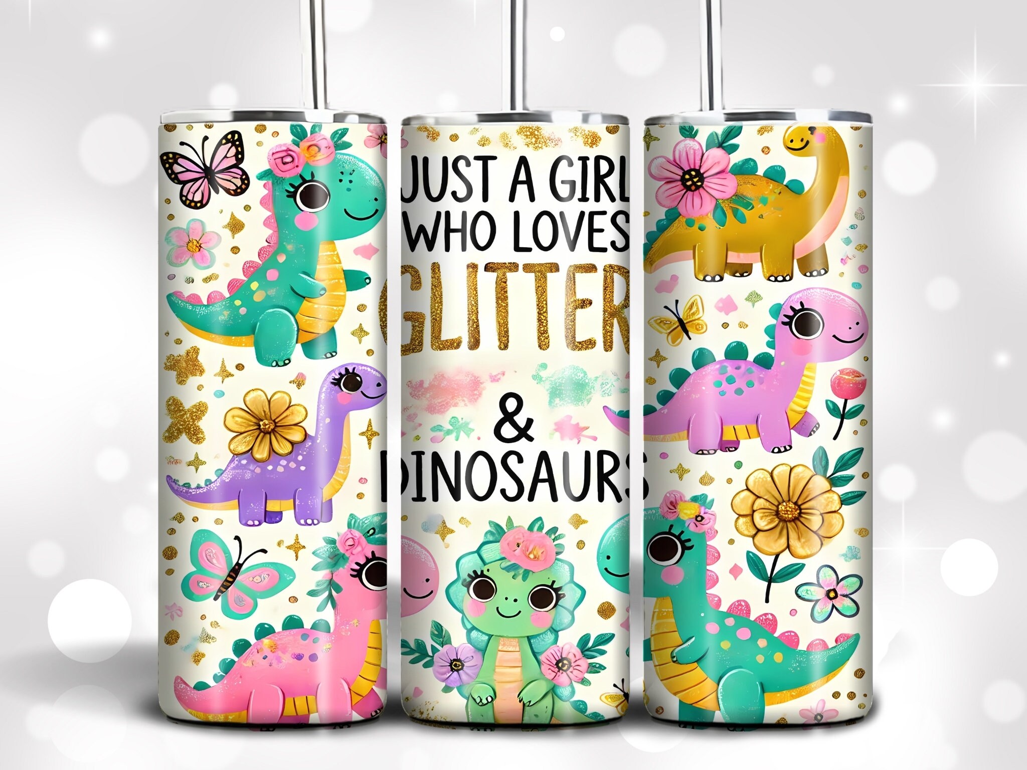 Dinosaur Tumbler Wrap PNG: Pink Pastel Sublimation Design (Instant Download)