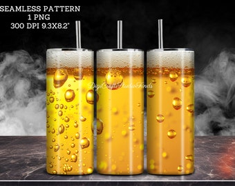 3D Beer Tumbler Wrap Sublimation Design: 20 oz Skinny Tumbler (Digital Download PNG)