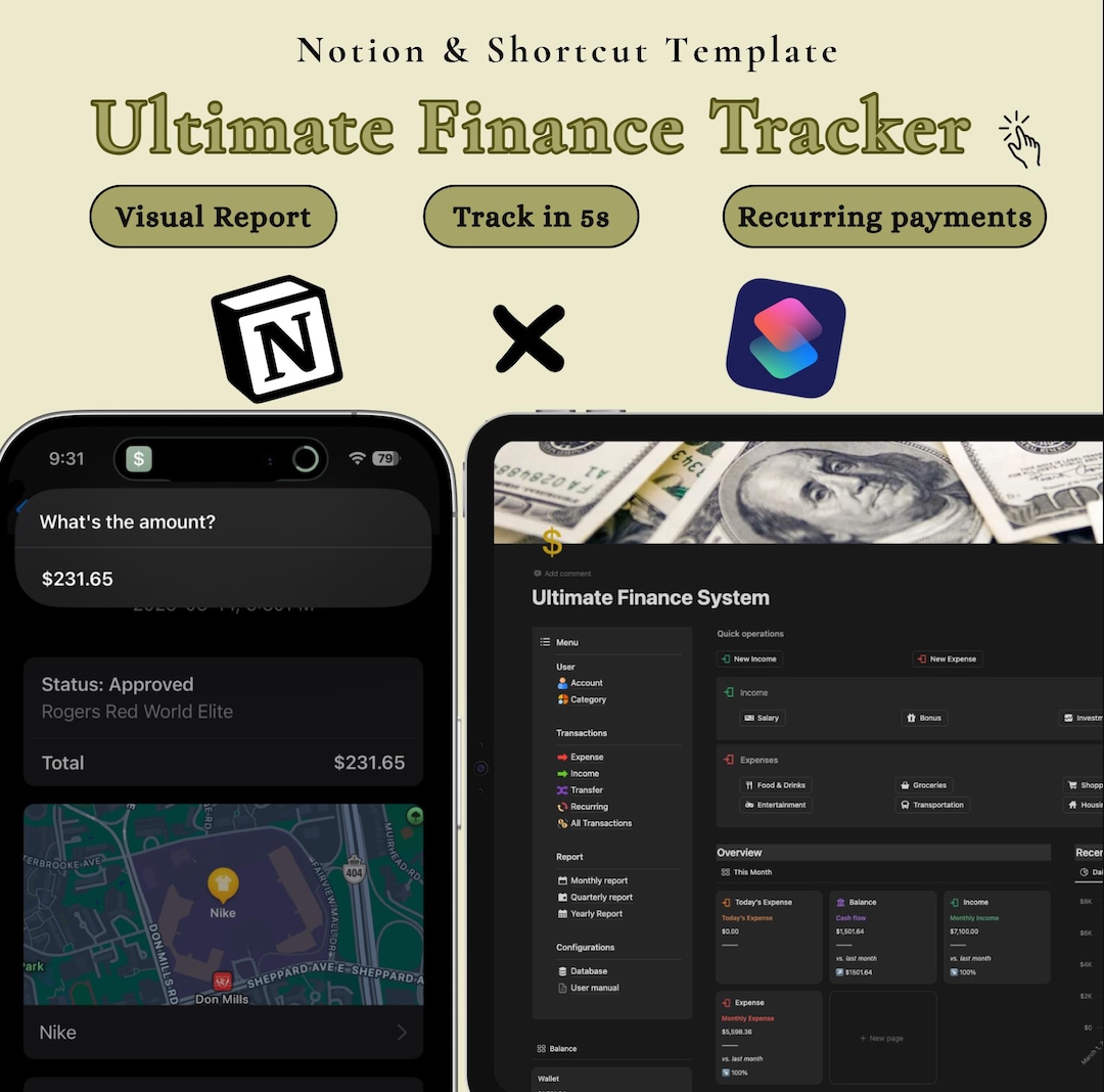 Ios Example Notes Budget IPhone Shortcut Notion Budget Tracker | One Tap Expense Tracker Ios ...