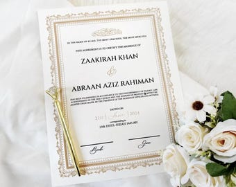 Digital Nikkah Certificate Template, Personalized Nikkah Contract, Islamic Wedding Contract, Nikkah, Muslim Marriage Certificate, Wedding