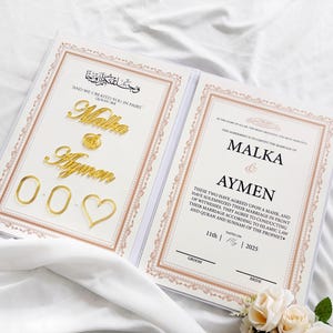 Certificado Nikkah de lujo, Contrato Nikkah personalizado con huella dactilar, Contrato de boda islámico, Nikkah Nama, Certificado de matrimonio musulmán