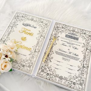 Luxus Nikkah Zertifikat, personalisierter Nikkah Vertrag, Islamischer Hochzeitsvertrag, Nikkah Nama, Muslimische Heiratsurkunde, Islamische Hochzeit