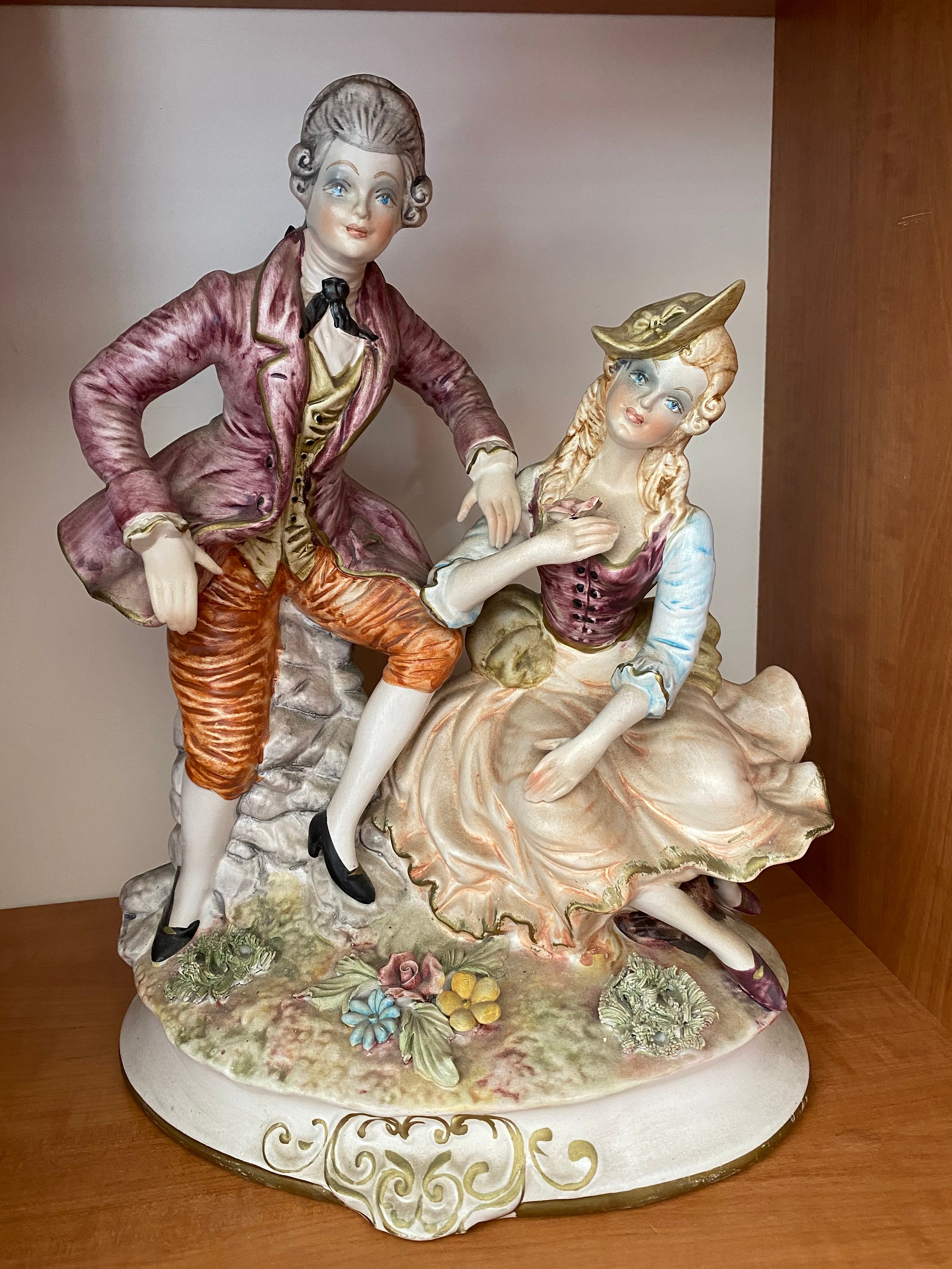 Capodimonte N Italian Porcelain Figurine Victorian Style Couple
