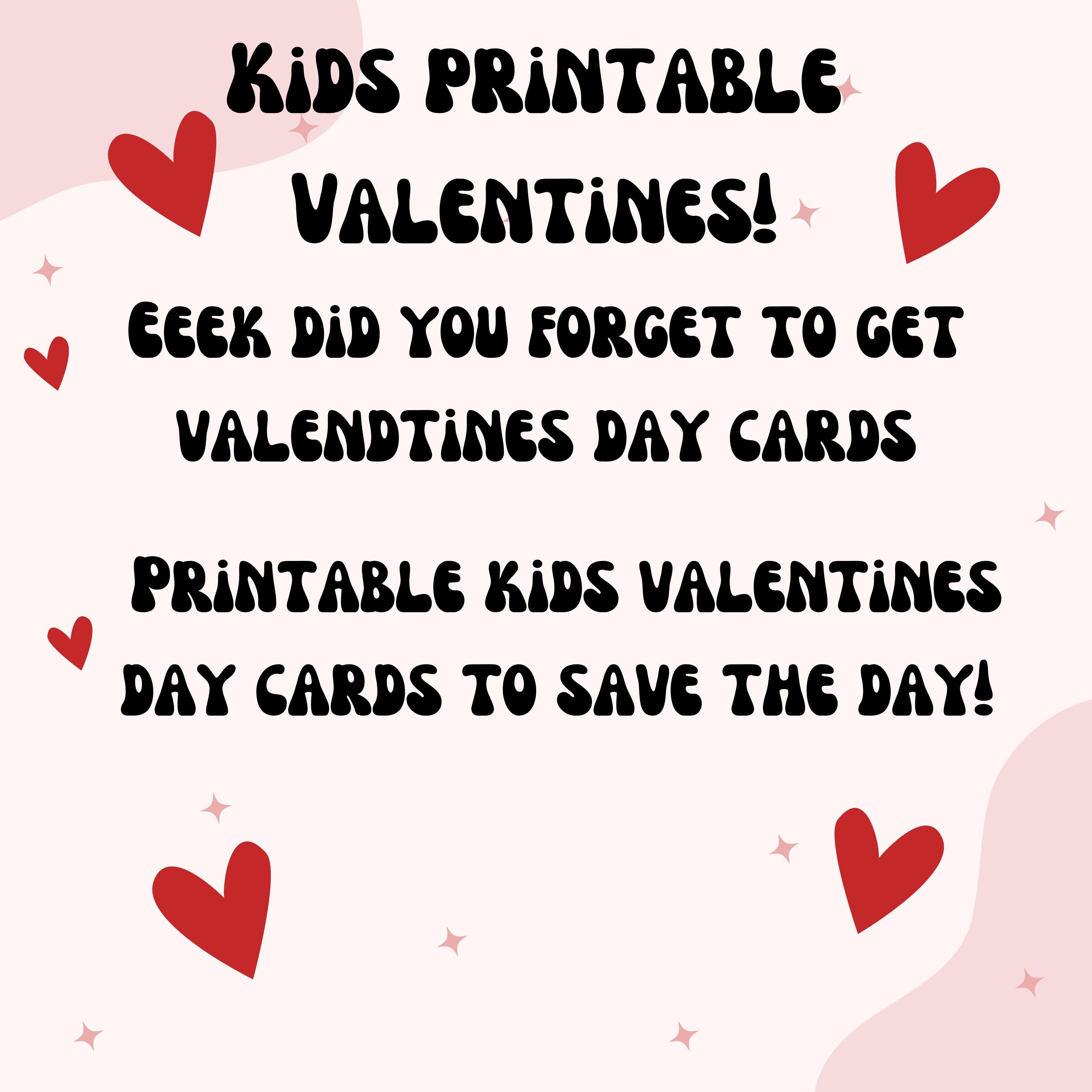 Printable Class Valentines Day Cards Printable Valentines Day Card For Kids Digital Download