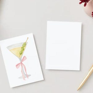 Elegant Watercolor Martini Wall Art Print – Cocktail Kitchen Decor | Pink Bow Drink Illustration | Bar Cart Printable Art