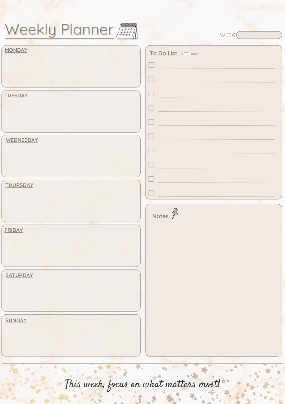Weekly Planner Printable – Minimalist Digital Planner PDF – Undated ...
