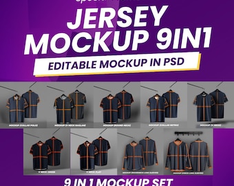 TRENDING MOCKUP 9 in 1 Jersey mockup in PSD files | Tshirt & sublimation Mockup Photoshop template