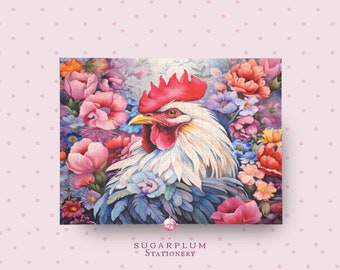 Rooster & Spring Flowers Jigsaw Puzzle, Playful Puzzle 500 Piece Puzzle for Adults,500 Piece Puzzle Gift,Art Picture Puzzle,Colorful Puzzle