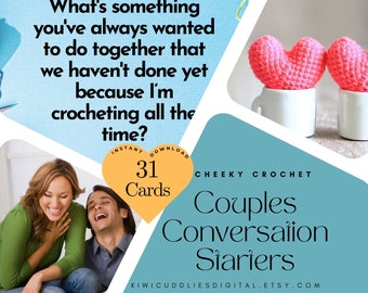 Tarjetas de crochet para iniciar una conversación en pareja: Juego para una cita romántica (PDF imprimible)